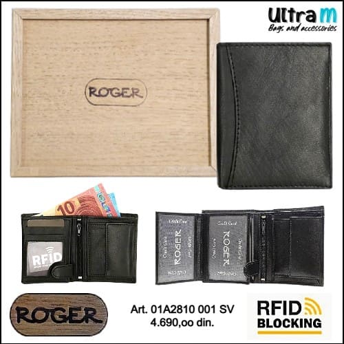 Muški novčanik Roger Art. 01A2810 001 SV Koža RFID crni