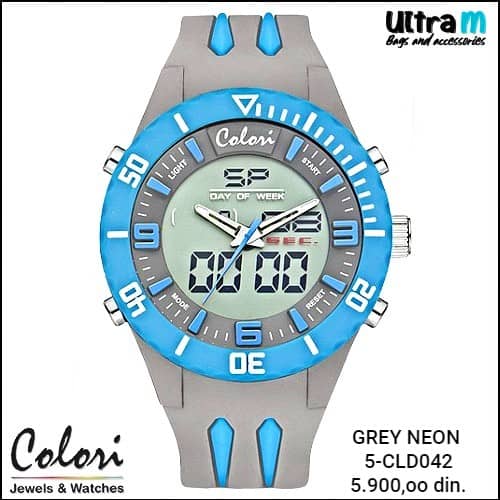 Zenski ručni sat COLORI Art. Grey Neon Blue 5-CLD042