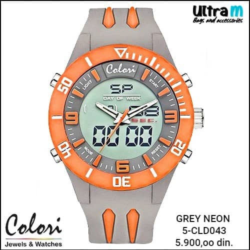 Zenski ručni sat COLORI Art. Grey Neon Orange 5-CLD043