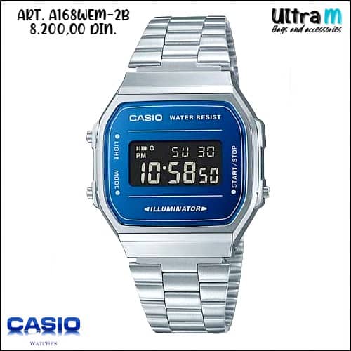 Zenski ručni sat Casio Art. A168WEM-2B Digitalni