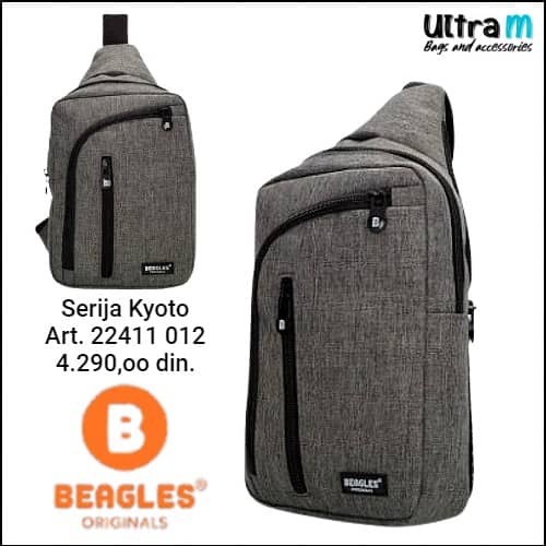 Muška torbica Beagles Originals Art. 22411 012 Kyoto siva
