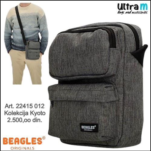 Muška torbica Beagles Originals Art. 22415 012 Kyoto siva