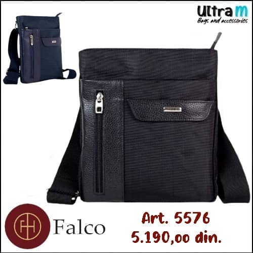 Muška torbica Falco House Art. 5576-10 Koža-platno crna