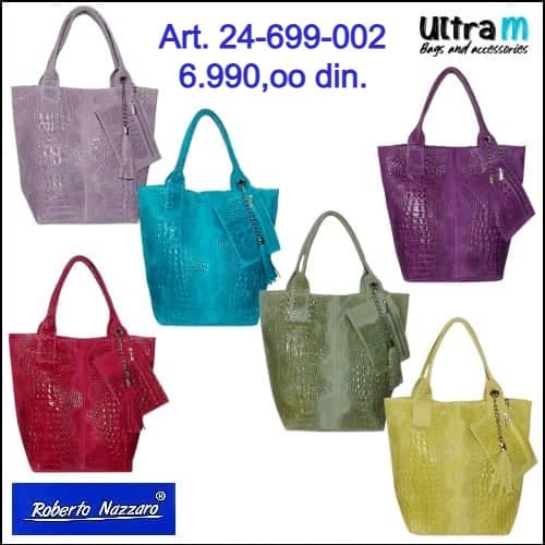 Zenska kožna tašna Roberto Nazzaro Art. 24-649-002 Kroko velur